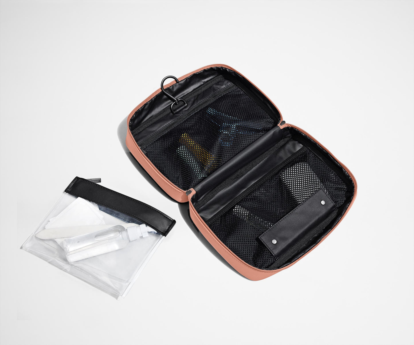 The Hanging Toiletry Bag in Clay Pink